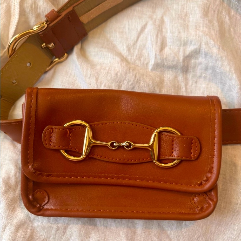 Elegant Brown Leather Belt Bag